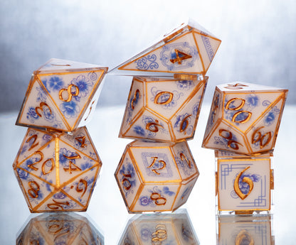 Gilded Porcelain - Alt 7 Piece Handmade Resin Dice