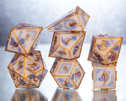 Gilded Porcelain - Alt 7 Piece Handmade Resin Dice