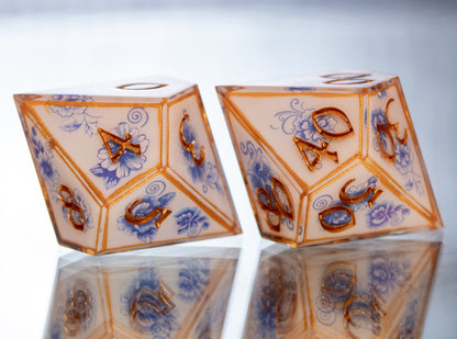 Gilded Porcelain - Alt 7 Piece Handmade Resin Dice