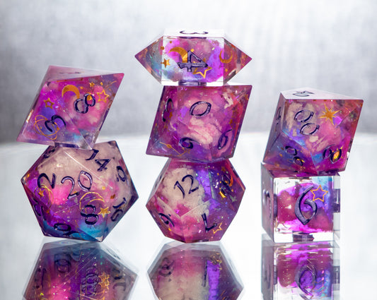 Clouds of Fate- 7 Piece Handmade Resin Dice