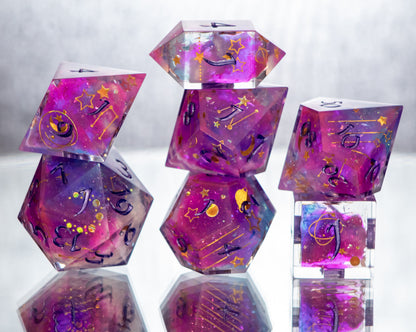 Clouds of Fate- 7 Piece Handmade Resin Dice