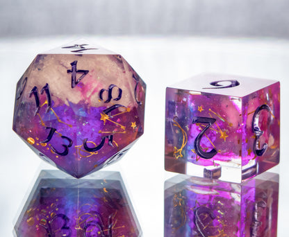 Clouds of Fate- 7 Piece Handmade Resin Dice