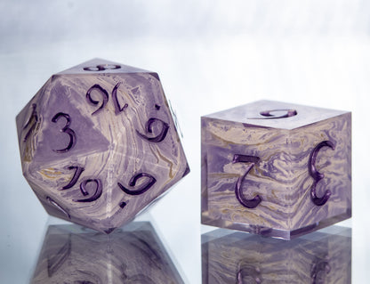 Amethyst Ore - Alt 7 Piece Handmade Resin Dice