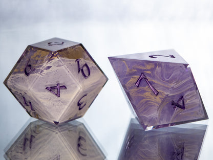 Amethyst Ore - Alt 7 Piece Handmade Resin Dice