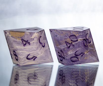 Amethyst Ore - Alt 7 Piece Handmade Resin Dice