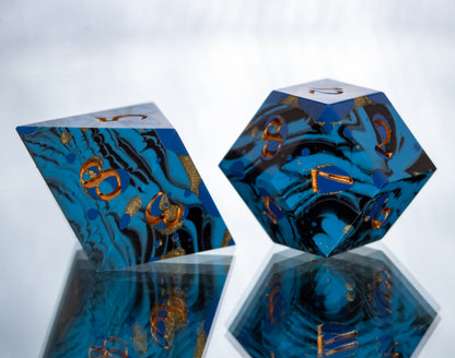 Chaotic Waters - Alt 7 Piece Handmade Resin Dice