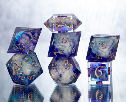 Celestial Clouds - 7 Piece Handmade Resin Dice