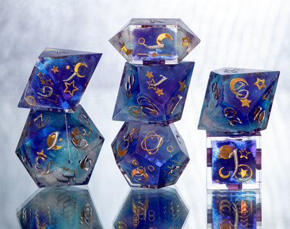 Celestial Clouds - 7 Piece Handmade Resin Dice