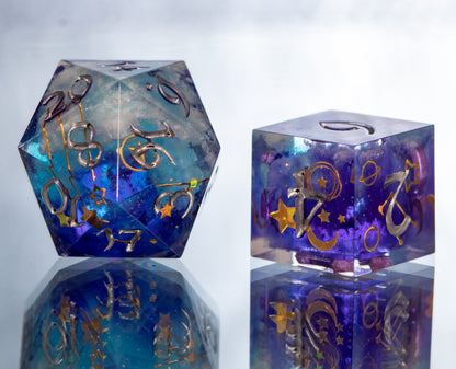 Celestial Clouds - 7 Piece Handmade Resin Dice