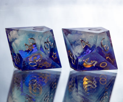 Celestial Clouds - 7 Piece Handmade Resin Dice