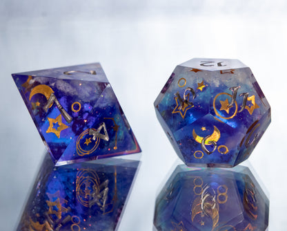 Celestial Clouds - 7 Piece Handmade Resin Dice