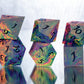 Neon Rainbow Dirty Pour: Alt 6 Piece Handmade Resin Dice