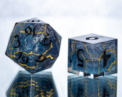 Stormy Seas: Alt 6 Piece Handmade Resin Dice