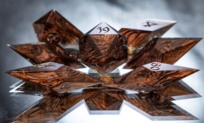 Chicken of the Woods - Sharp 7 Piece Handmade Resin Dice