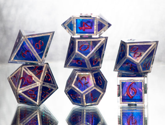 Holographic Windows - 7 Piece Handmade Resin Dice