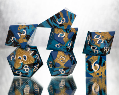 Chaotic Waters - Alt 7 Piece Handmade Resin Dice