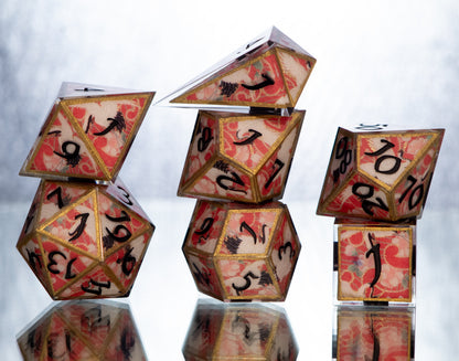 Crane Dance - Alt 7 Piece Handmade Resin Dice