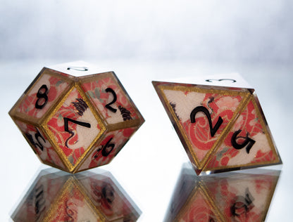 Crane Dance - Alt 7 Piece Handmade Resin Dice