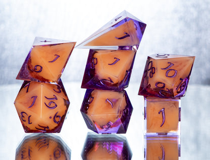 The Sunset - Alt 7 Piece Handmade Resin Dice