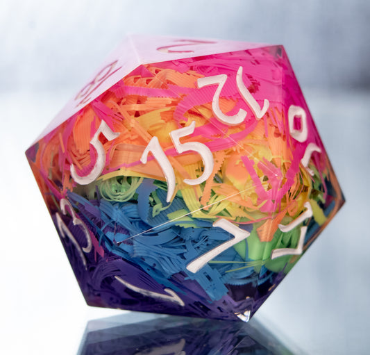 Recycled Rainbow - Handmade Chonk D20