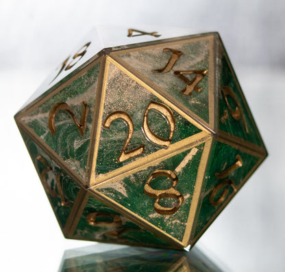 Marbled Emerald- Handmade Chonk D20