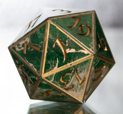 Marbled Emerald- Handmade Chonk D20