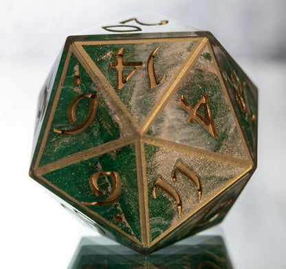 Marbled Emerald- Handmade Chonk D20