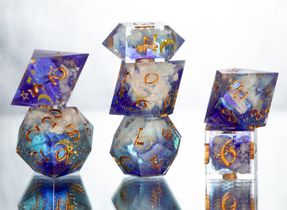 Dreamy Clouds - 7 Piece Handmade Resin Dice