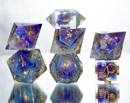 Dreamy Clouds - 7 Piece Handmade Resin Dice