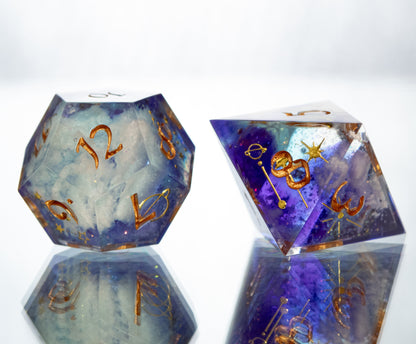 Dreamy Clouds - 7 Piece Handmade Resin Dice