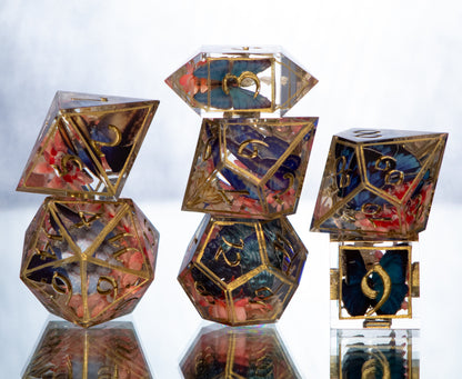 Morphos, Moths, and More - 7 Piece Handmade Resin Dice