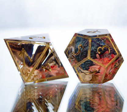 Morphos, Moths, and More - 7 Piece Handmade Resin Dice