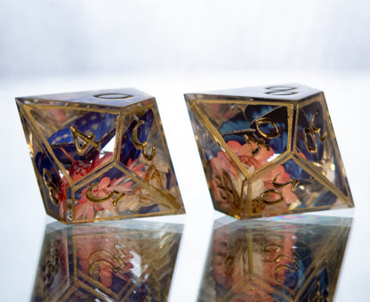 Morphos, Moths, and More - 7 Piece Handmade Resin Dice