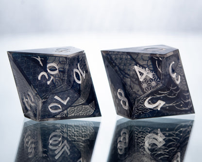 Aizome Fabric - FLAWED 7 Piece Handmade Resin Dice