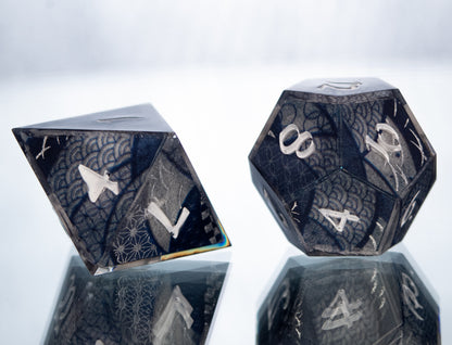 Aizome Fabric - FLAWED 7 Piece Handmade Resin Dice