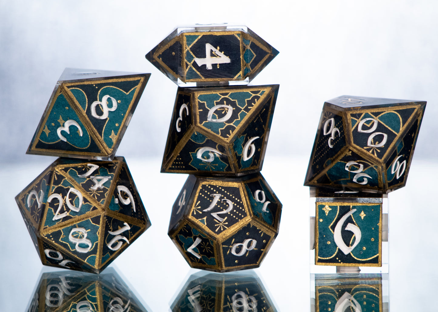 Palace Tiles - 7 Piece Handmade Resin Dice