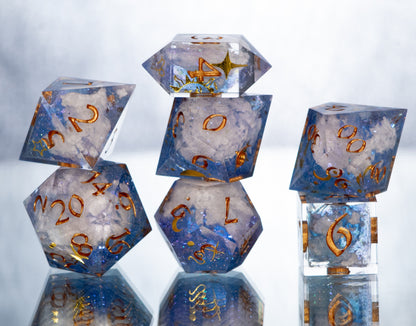 Cloud Nine - 7 Piece Handmade Resin Dice