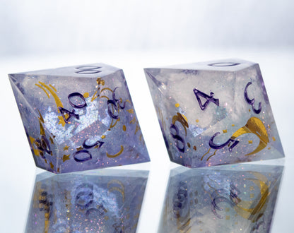 Amethyst Clouds - 7 Piece Handmade Resin Dice