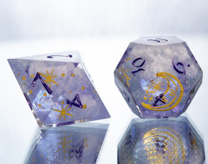 Amethyst Clouds - 7 Piece Handmade Resin Dice