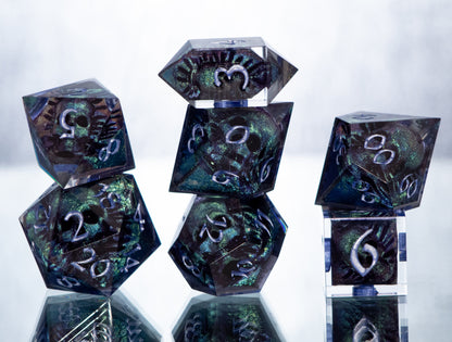 Green Horror - 7 Piece Handmade Resin Dice