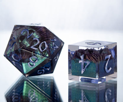 Green Horror - 7 Piece Handmade Resin Dice