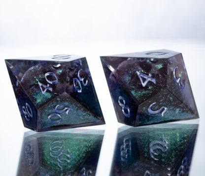 Green Horror - 7 Piece Handmade Resin Dice