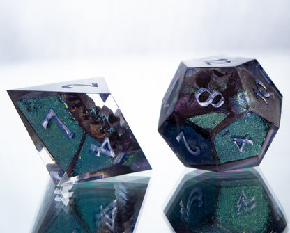 Green Horror - 7 Piece Handmade Resin Dice