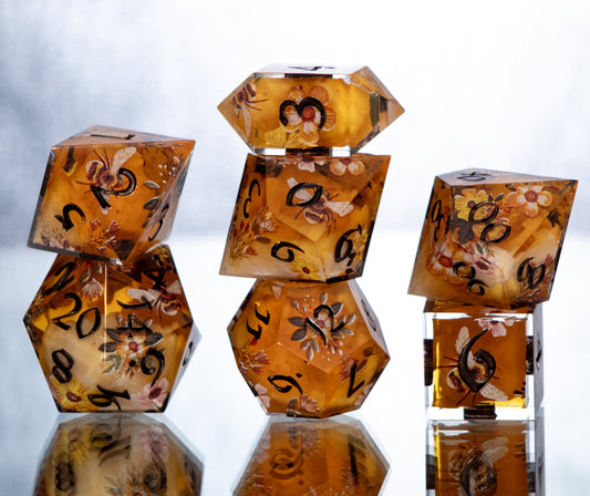 Oh, Honey! - 7 Piece Handmade Resin Dice