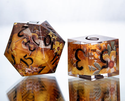 Honey Shimmer - 7 Piece Handmade Resin Dice