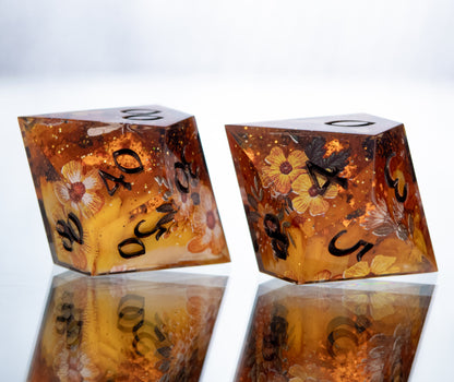 Honey Shimmer - 7 Piece Handmade Resin Dice