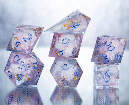 Gentle Skies - Alt 7 Piece Handmade Resin Dice