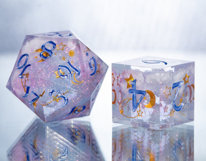 Gentle Skies - Alt 7 Piece Handmade Resin Dice