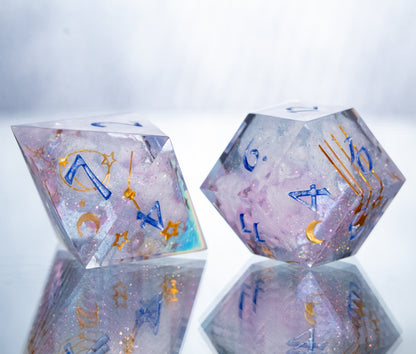 Gentle Skies - Alt 7 Piece Handmade Resin Dice