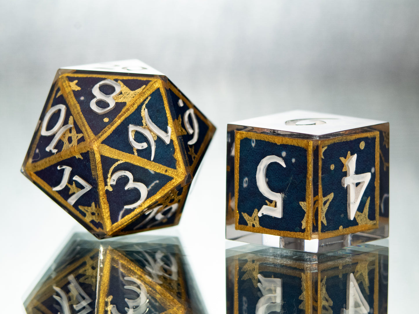 Framed in the Stars - 7 Piece Handmade Resin Dice